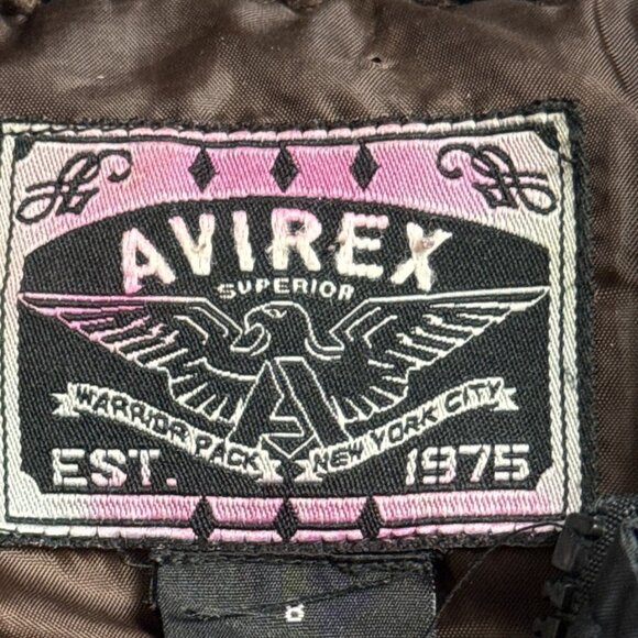 Avirex Jacket Men's Medium 8 Black Puffer Lined Hooded Embroidered Logo - Picture 7 of 16